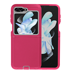 Heavy Duty Case for Galaxy Z Flip 5 (HOT PINK & WHITE) (Only Ground Shipping)