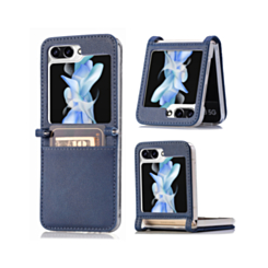 Galaxy Z Flip 5 Genuine Leather Case - BLUE (Only Ground Shipping)