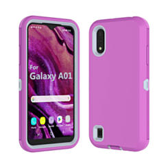 Heavy Duty Case for Galaxy A01 (HOT PINK & WHITE) (Only Ground Shipping)