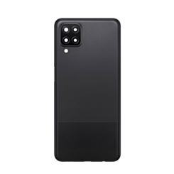 Back Glass with Camera Lens and Adhesive for Galaxy A12 (A125 / 2020) (NO LOGO) (BLACK)