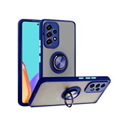 Galaxy A53 5G Hard PC Rear / Soft TPU Colorful Border Case with I-ring Holder - NAVY BLUE (Only Ground Shipping)