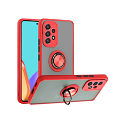 Galaxy A53 5G Hard PC Rear / Soft TPU Colorful Border Case with I-ring Holder - RED (Only Ground Shipping)