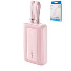 ANKER POWER BANK W/ BUILT-IN USB-C & LIGHTNING CABLE (10000 mAh / 30W) (PINK) (Only Ground Shipping)