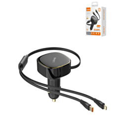 LDNIO C107 2in1 Car Charger with USB C-L Non-MFI Cable (30W) (Only Ground Shipping)