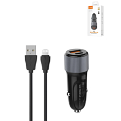 LDNIO C510Q PD QC3.0 Dual USB A+C Car Charger with USB A-L Non-MFI Cable (3ft) (36W) (Only Ground Shipping)