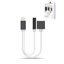 2in1 USB-L Charging and Data &3.5mm Headphone Jack Adapter (BLACK) (Only Ground Shipping)