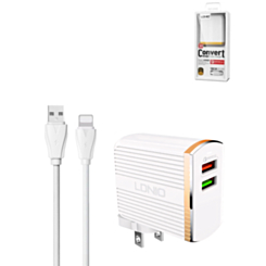 LDNIO A2502Q 3A Dual USB A Wall Charger with USB A-L Non-MFI Cable (3ft) (30W) (Only Ground Shipping)