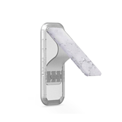 EEZL Stick Universal Kickstand for Case w/Holder Grip - White Marble (Only Ground Shipping)