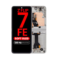 OLED Assembly with Frame for Galaxy Z Flip 7 FE F761 (WHITE) (US & International) (Aftermarket Plus Soft Oled / 120 Hz)
