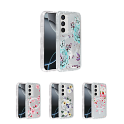 Flower Design Transparent Case with Wireless Charger for Galaxy S23 Plus (Only Ground Shipping)