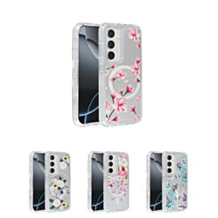 Flower Design Transparent Case with Wireless Charger for Galaxy S24FE (Only Ground Shipping)