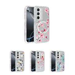 Flower Design Transparent Case with Wireless Charger for Galaxy S25 Plus (Only Ground Shipping)