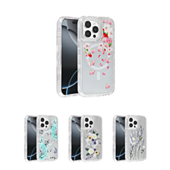 Flower Design Transparent Case with Wireless Charger for iPhone 12 / 12 Pro (Only Ground Shipping)