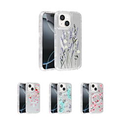 Flower Design Transparent Case with Wireless Charger for iPhone 13 / 14 (Only Ground Shipping)