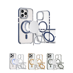 Thin Magnetic Clear Case with Camera Stand Kickstand for iPhone 15 Pro (Only Ground Shipping)