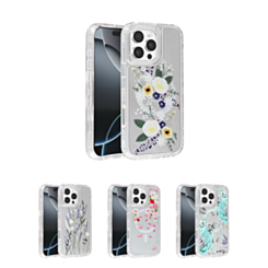 Flower Design Transparent Case with Wireless Charger for iPhone 16 Pro (Only Ground Shipping)