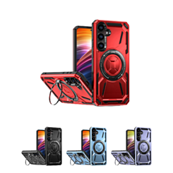 Full-Body Rugged Shockproof Case with Built-in Ring Holder for Galaxy S24FE (Only Ground Shipping)