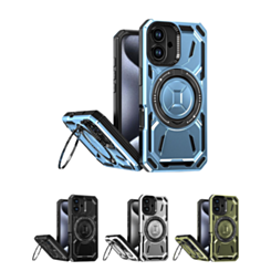 Full-Body Rugged Shockproof Case with Built-in Ring Holder for iPhone 16 Plus (Only Ground Shipping)