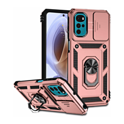 Moto G22 Dual Layers Hybrid Case with Metal Ring And Camera Protector - ROSE GOLD (Only Ground Shipping)