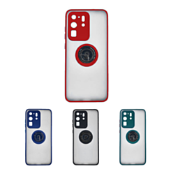 Galaxy S20 Ultra Hard PC Rear / Soft TPU Colorful Border Case with I-ring Holder