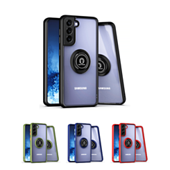 Galaxy S22 Hard PC Rear / Soft TPU Colorful Border Case with I-ring Holder (Only Ground Shipping)