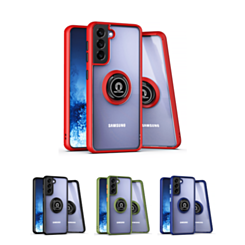 Galaxy S22 Plus Hard PC Rear / Soft TPU Colorful Border Case with I-ring Holder (Only Ground Shipping)