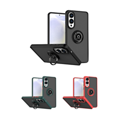 Galaxy S25E Hard PC Rear/Soft TPU Colorful Border Case with I - ring Holder (Only Ground Shipping)