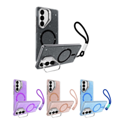 Glitter MagSafe Phone Case with Wrist Strap for Galaxy S26 (Only Ground Shipping)