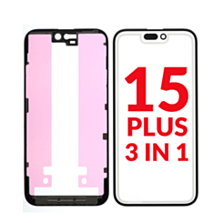 Buy the 3-in-1 front glass, frame, and OCA premium set for iPhone 15 Plus — G+ OCA Pro.