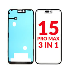 Grab the wholesale deals on the 3-in-1 front glass with frame and OCA in premium quality for iPhone 15 Pro Max, G Plus OCA Pro.