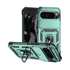 Dual Layers Hybrid Case (Green) for Google Pixel 9 Pro XL / 10 Pro XL / 11 Pro XL with Metal Ring and Camera Protector (Only Ground Shipping)