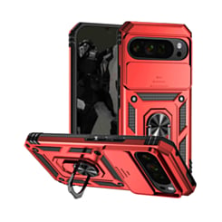 Dual Layers Hybrid Case (Red) for Google Pixel 9 Pro XL / 10 Pro XL / 11 Pro XL with Metal Ring and Camera Protector (Only Ground Shipping)