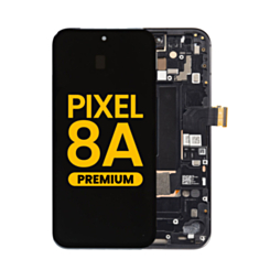 OLED Assembly with Frame for Google Pixel 8A (With Fingerprint Sensor) (OBSIDIAN) (Premium)