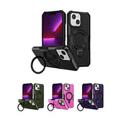 Hard PC Shockproof Case w /Ring Holder for iPhone 13 / 14 / 16e / 17e (Only Ground Shipping)