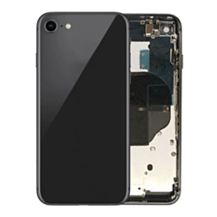 Grab the wholesale deal on the black back housing frame with small components pre-installed for iPhone 8 and SE 2020 – no logo.