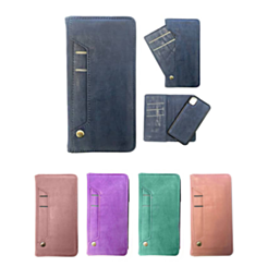 iPhone 11 Pro Max Genuine Leather Magnetic Wallet Case with Credit Card Slot