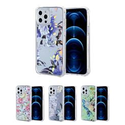 iPhone 12 / 12 Pro Flower Print Design Hard Clear Case