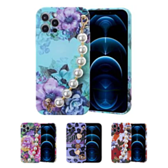 iPhone 12 Pro Full Cover Fashion Pearl Bracelet Flowers Design Case