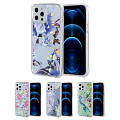 iPhone 12 Pro Max Flower Print Design Hard Clear Case