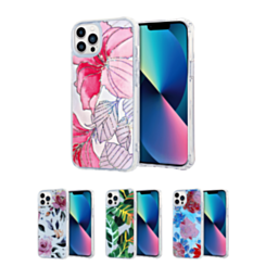 iPhone 13 Pro Flower Print Design Hard Clear Case