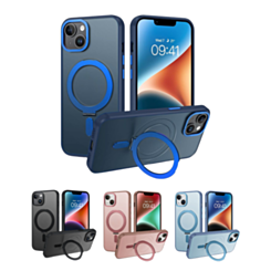 iPhone 14 / 13 Carbon Wireless Charging Case with Ring Stand
