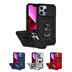 iPhone 14 Pro Dual Layers Hybrid Case with Metal Ring And Camera Protector