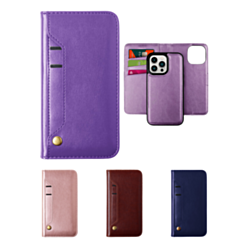iPhone 14 Pro Genuine Leather Magnetic Wallet Case with Credit Card Slot