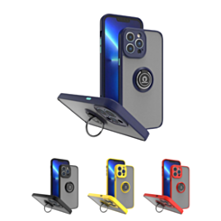 iPhone 14 Pro Hard PC Rear / Soft TPU Colorful Border Case with I - ring Holder