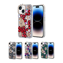 iPhone 15 Crystal Flower Perfume Silicone Hard Case