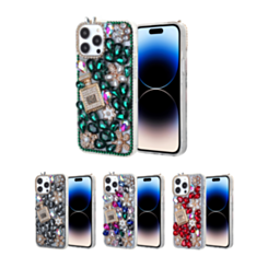 iPhone 15 Pro Crystal Flower Perfume Silicone Hard Case