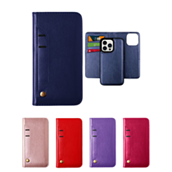 iPhone 15 Pro Genuine Leather Magnetic Wallet Case with Credit Card Slot
