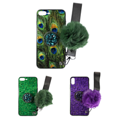 iPhone 8P / 7P Bling Diamond Pom Pom Holder Soft Phone Case