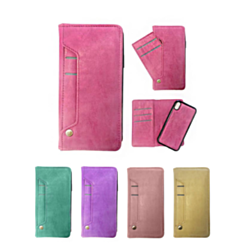iPhone XR Genuine Leather Magnetic Wallet Case with Credit Card Slot