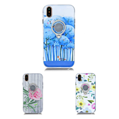 iPhone XR Luxury Marble Design Pattern TPU Case with iRing